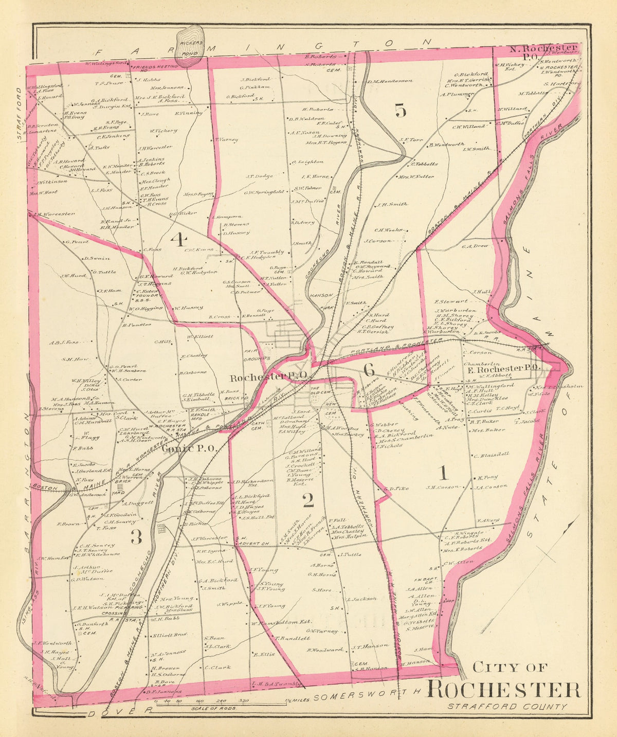 Preview of Vintage Map of Rochester, New Hampshire 1892