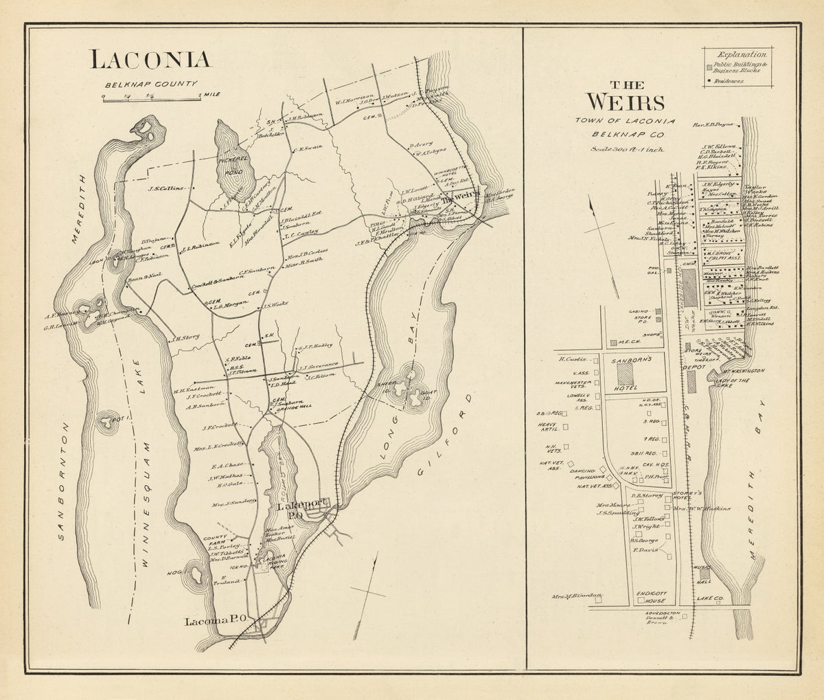 Preview of Vintage Map of Laconia, New Hampshire 1892