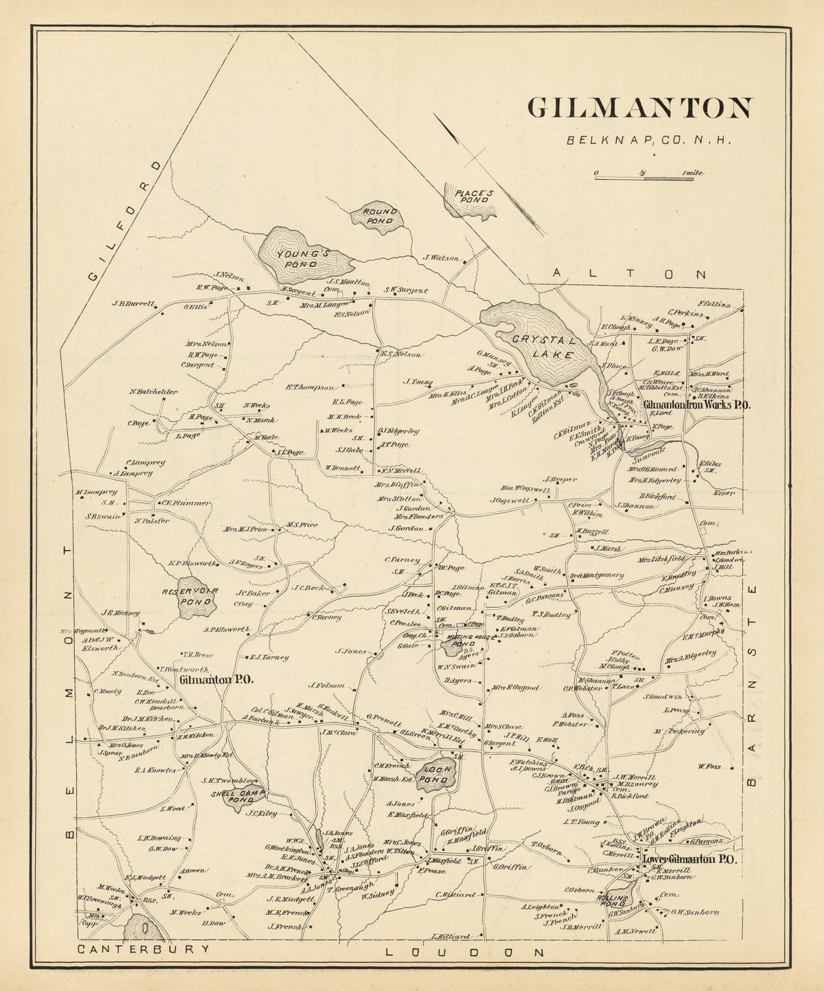 Preview of Vintage Map of Gilmanton, New Hampshire 1892