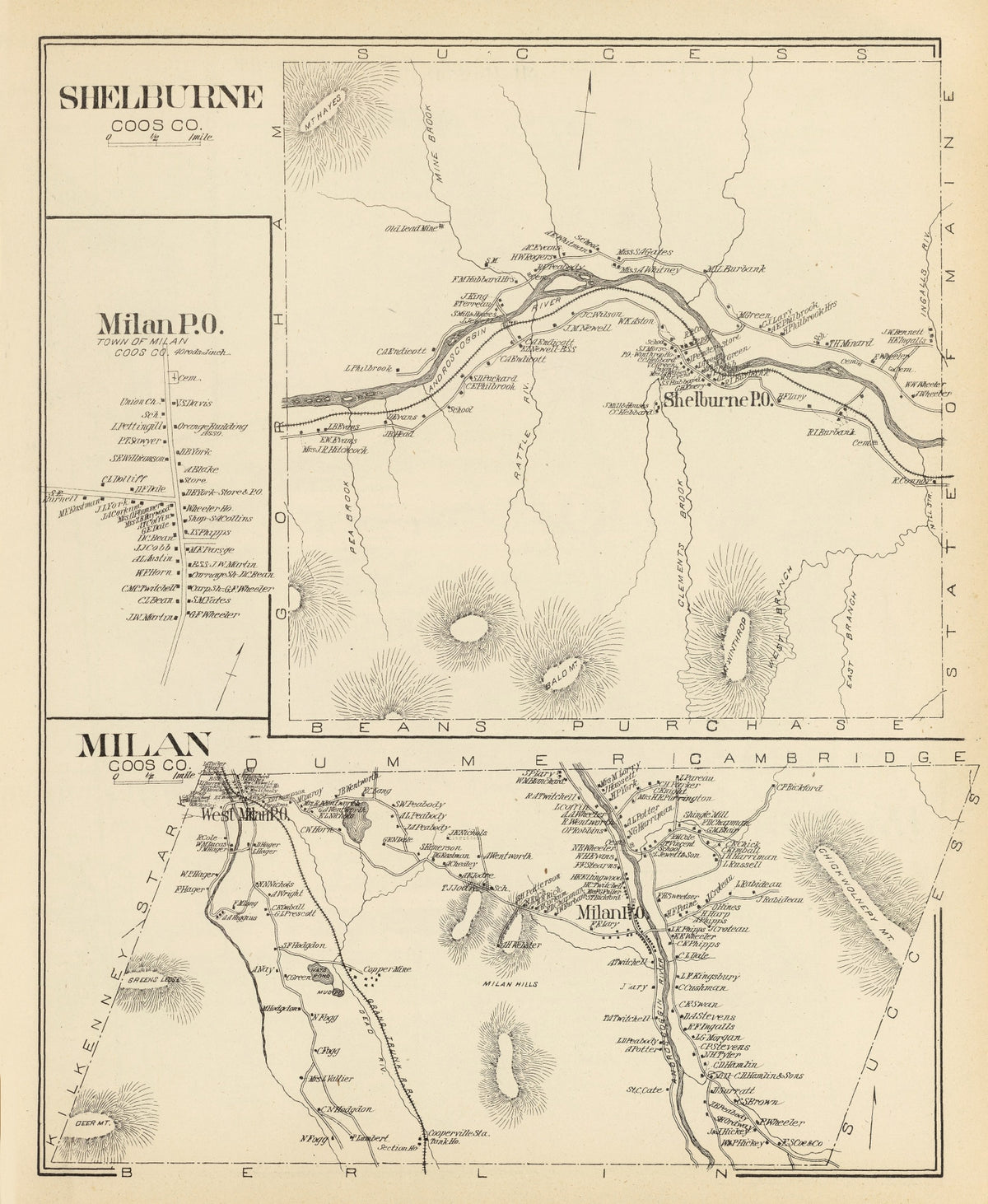 Preview of Vintage Map of Milan, New Hampshire 1892