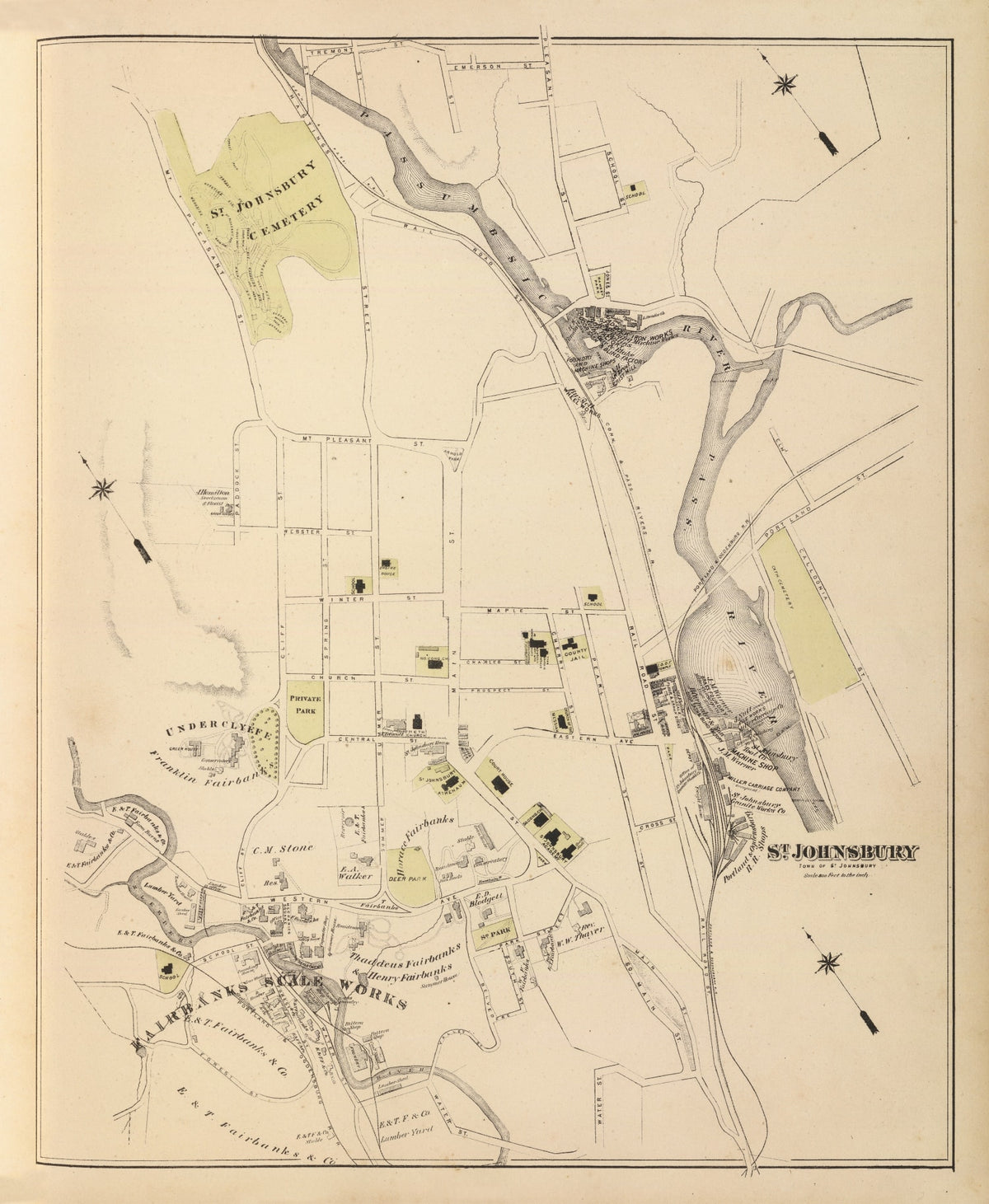 Preview of Vintage Map of Saint Johnsbury, Vermont 1876