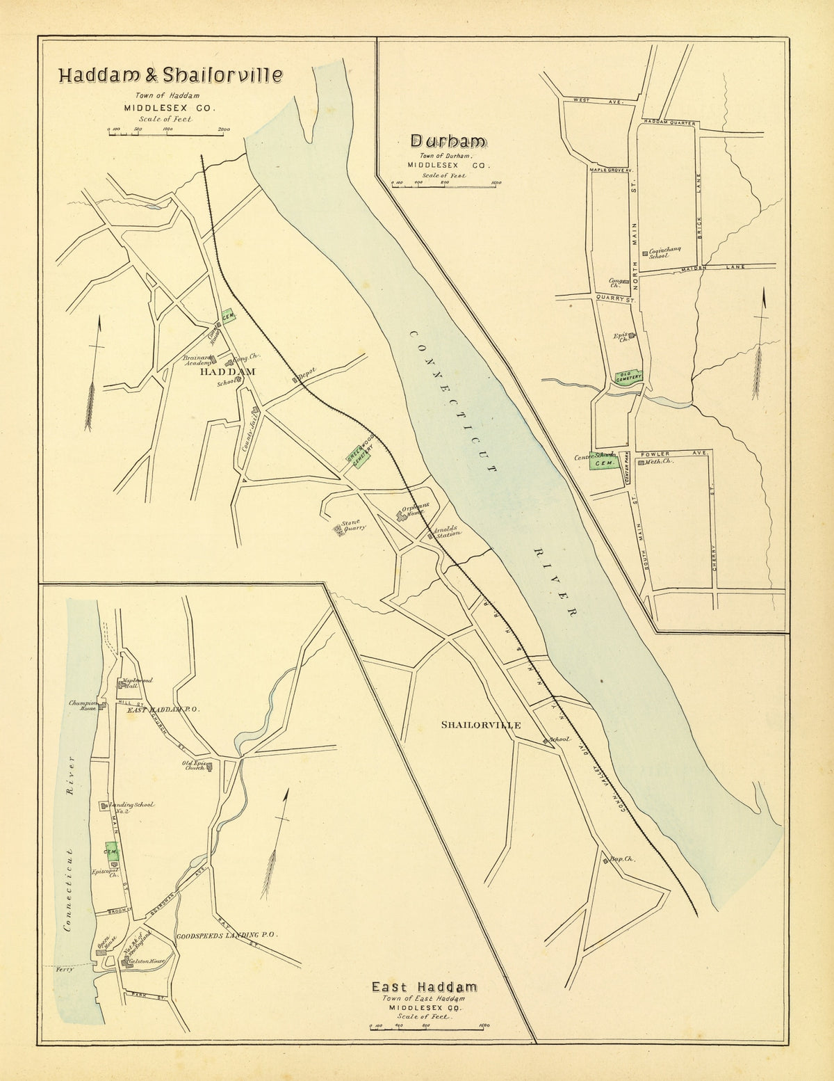 Preview of Vintage Map of Haddam, Connecticut 1893