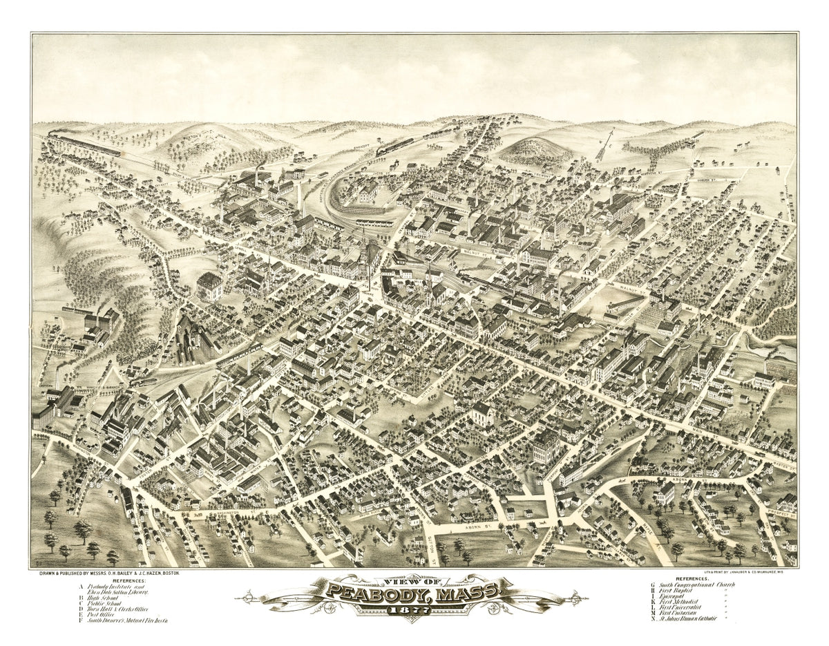 Preview of Vintage Map of Peabody, Massachusetts 1877
