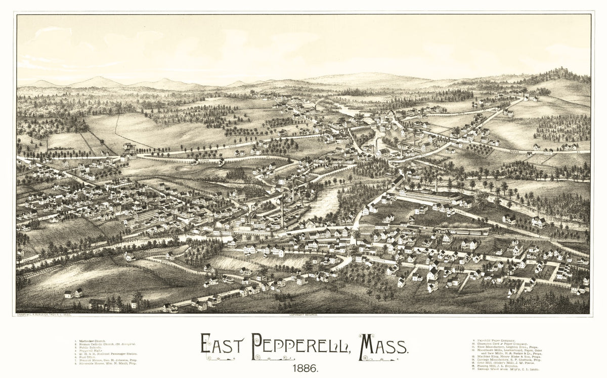 Preview of Vintage Map of Pepperell, Massachusetts 1886