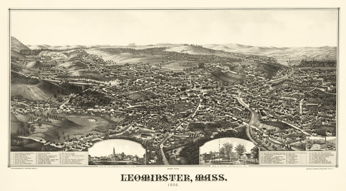 Preview of Vintage Map of Leominster, Massachusetts 1886