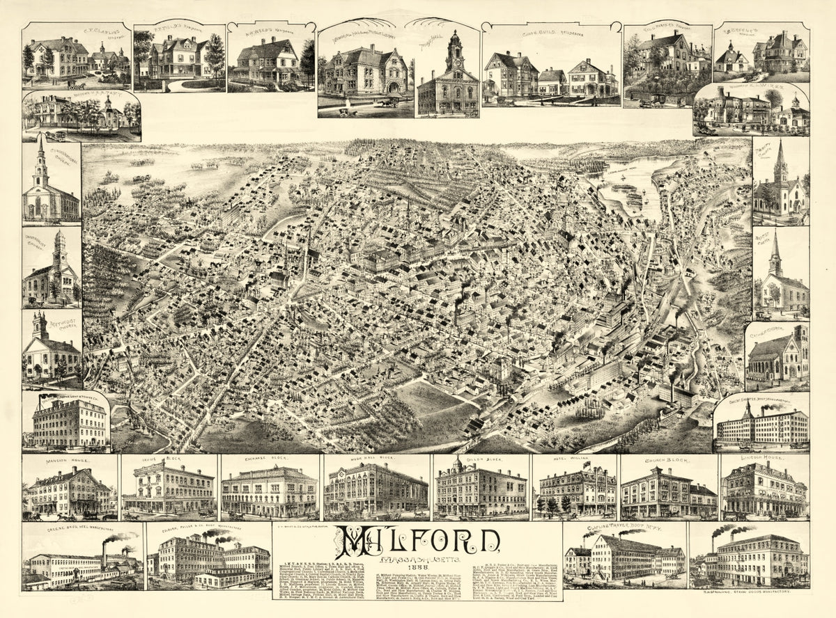 Preview of Vintage Map of Milford, Massachusetts 1888