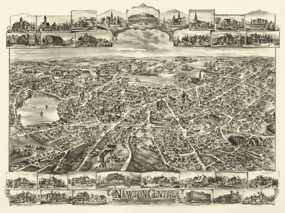 Preview of Vintage Map of Newton Centre, Massachusetts 1897