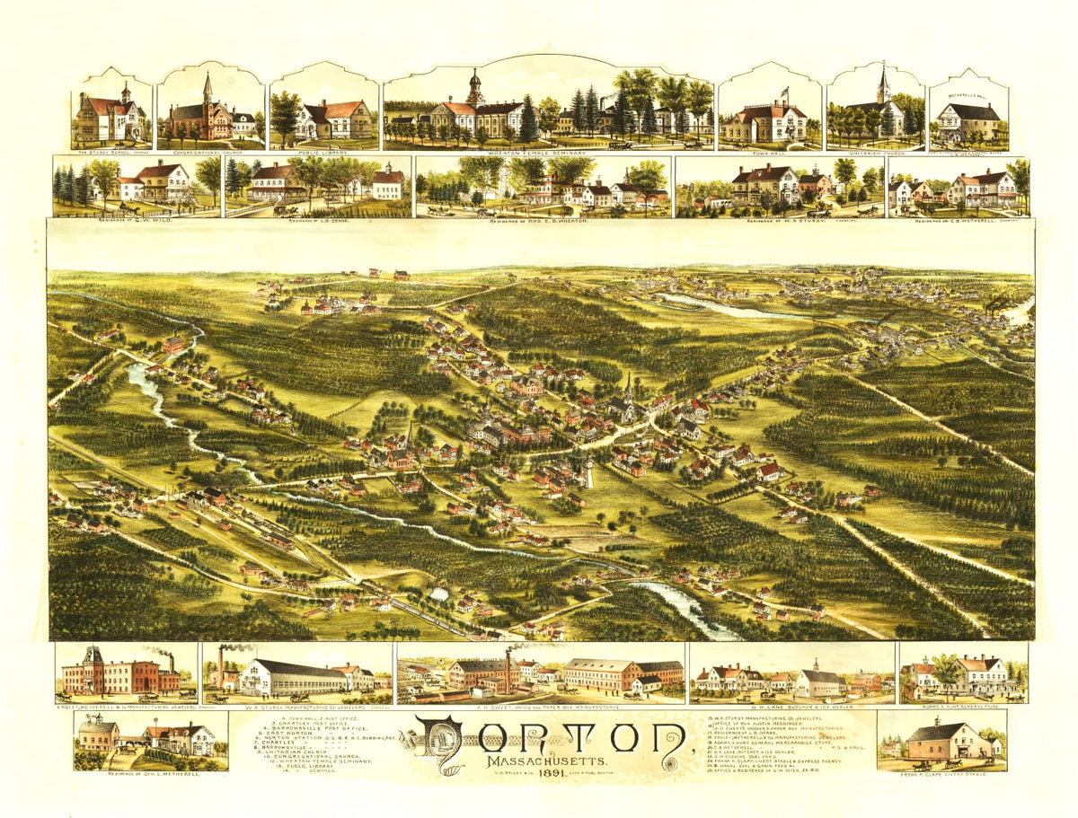 Preview of Vintage Map of Norton, Massachusetts 1891