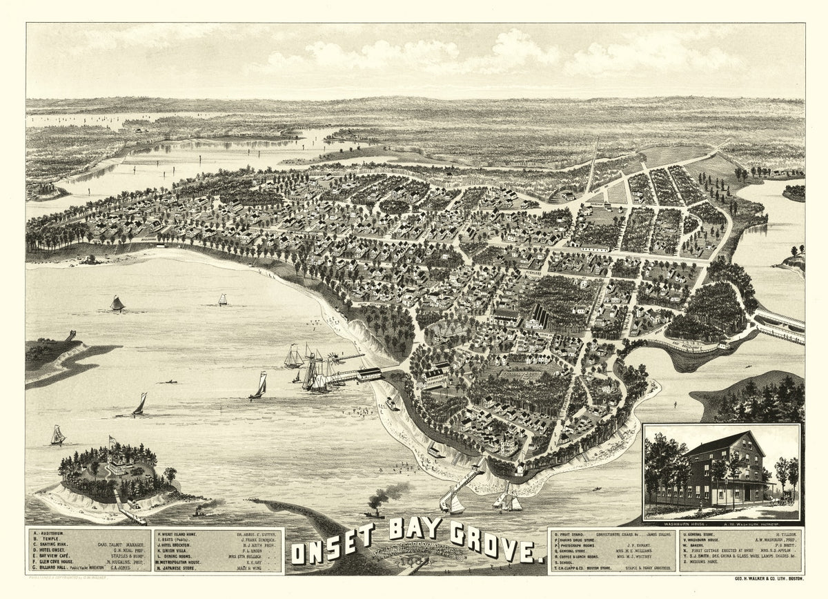 Preview of Vintage Map of Onset Bay Grove, Massachusetts 1885