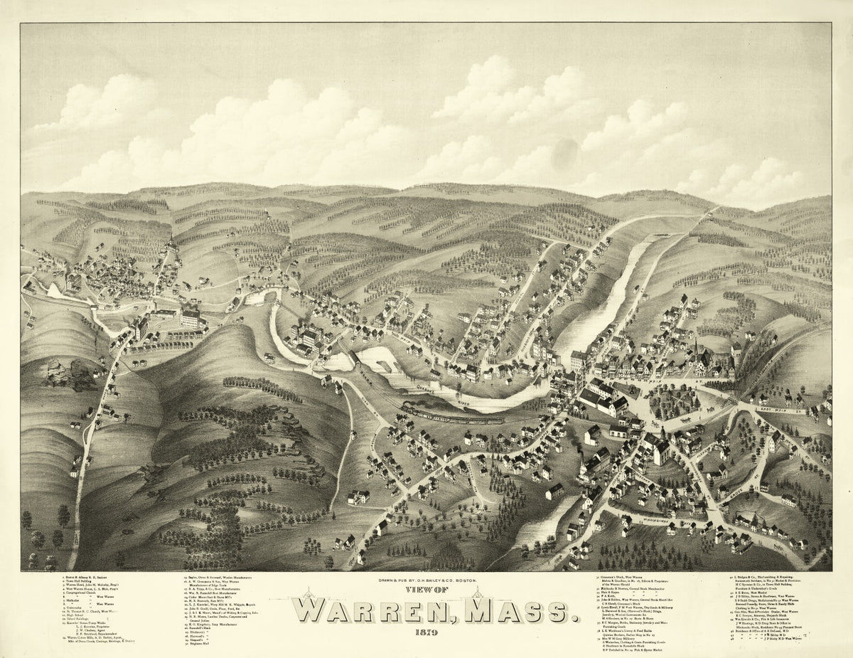Preview of Vintage Map of Warren, Massachusetts 1879