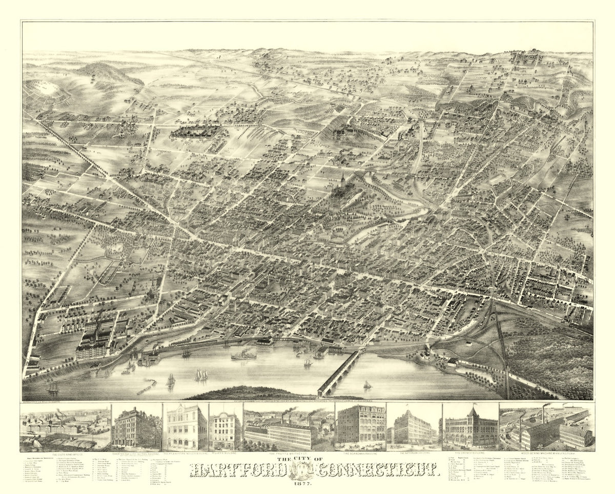 Preview of Vintage Map of Hartford, Connecticut 1877