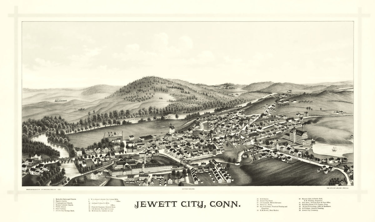 Preview of Vintage Map of Jewett City, Connecticut 1889