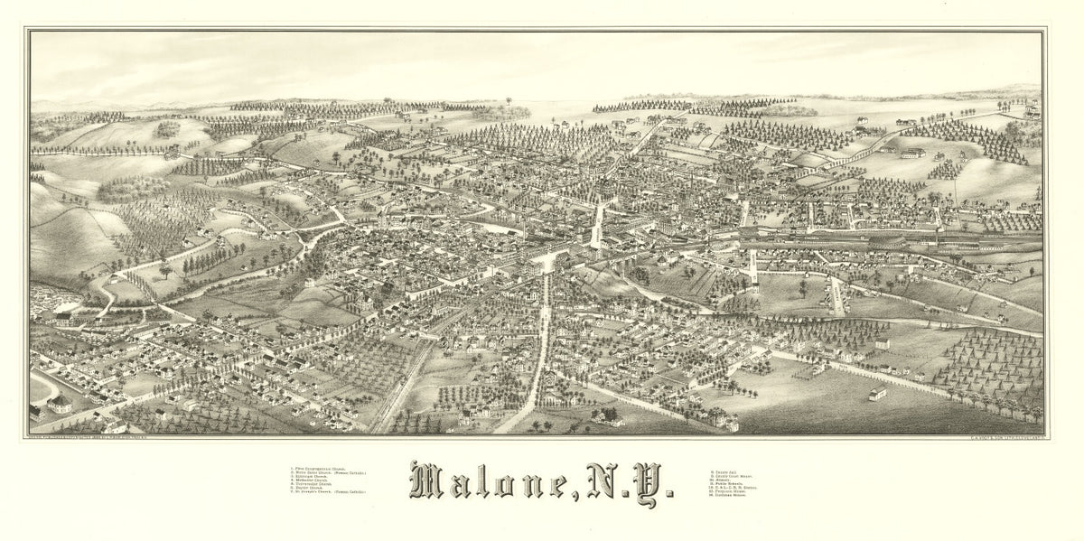 Preview of Vintage Map of Malone, New York 1886