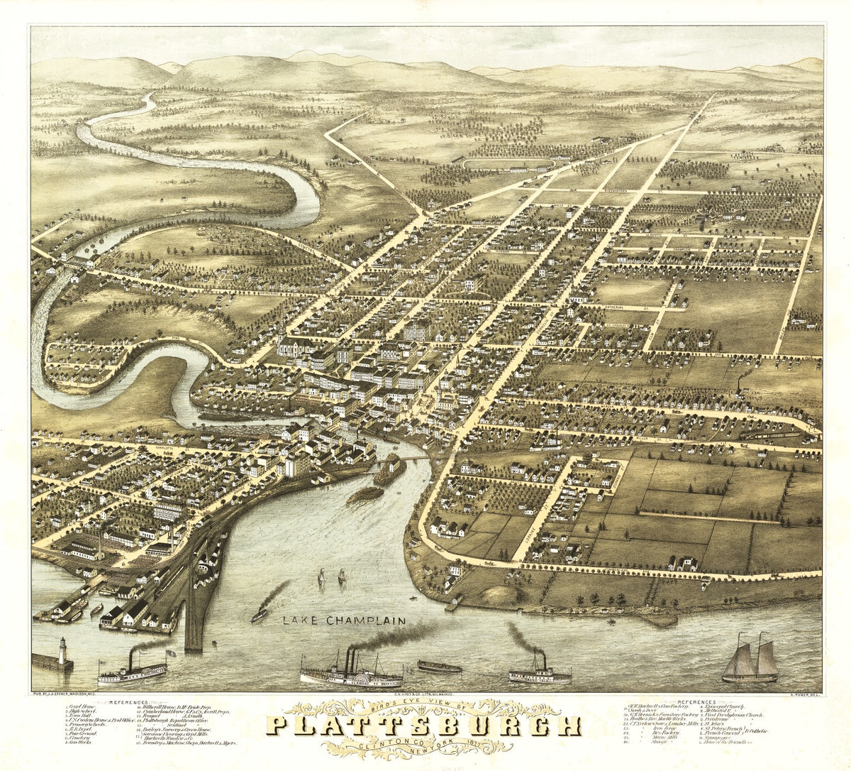 Preview of Vintage Map of Plattsburgh, New York 1877