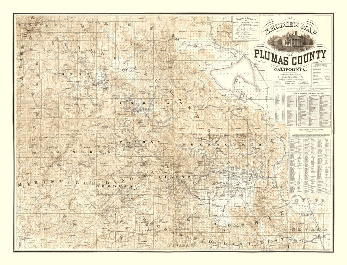 Preview of Vintage Map of Plumas County, California 1892