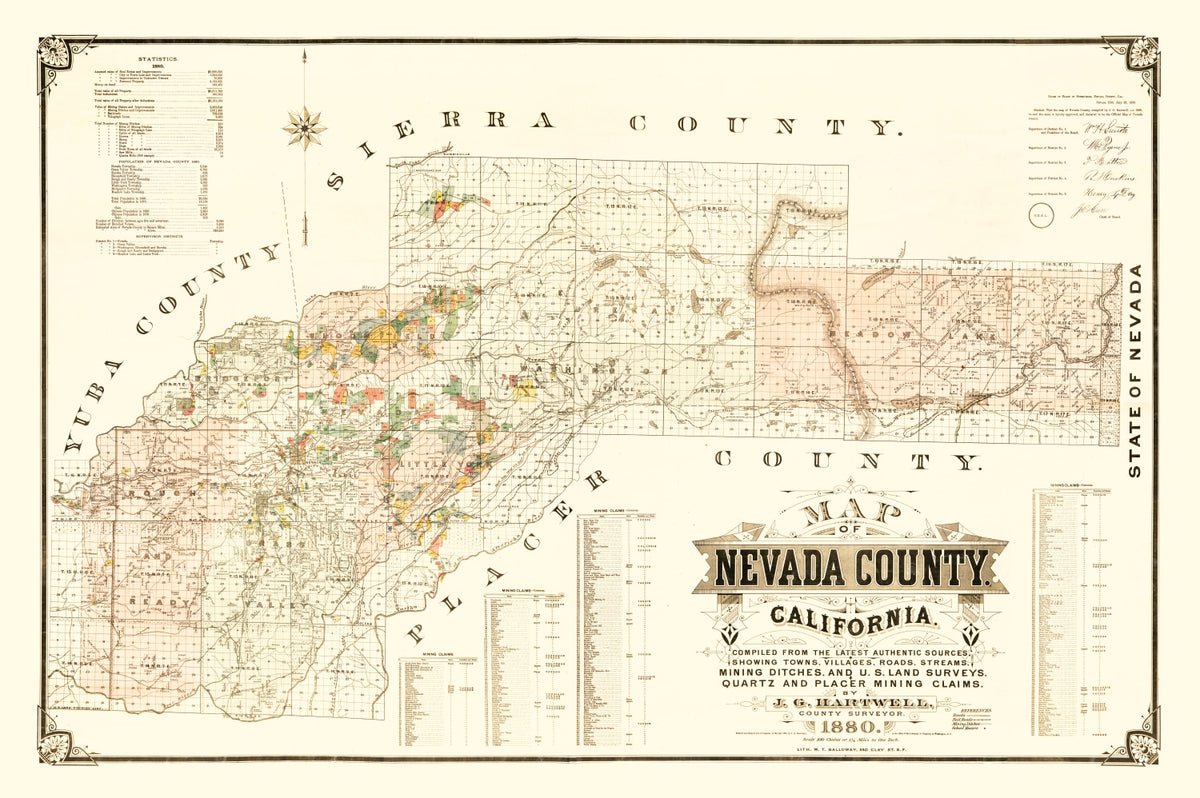 Preview of Vintage Map of Nevada County, California 1880