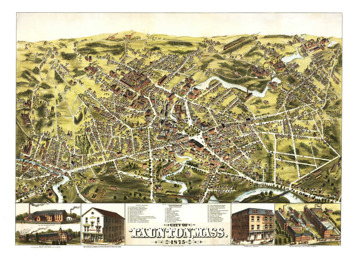 Preview of Vintage Map of Taunton, Massachusetts 1875