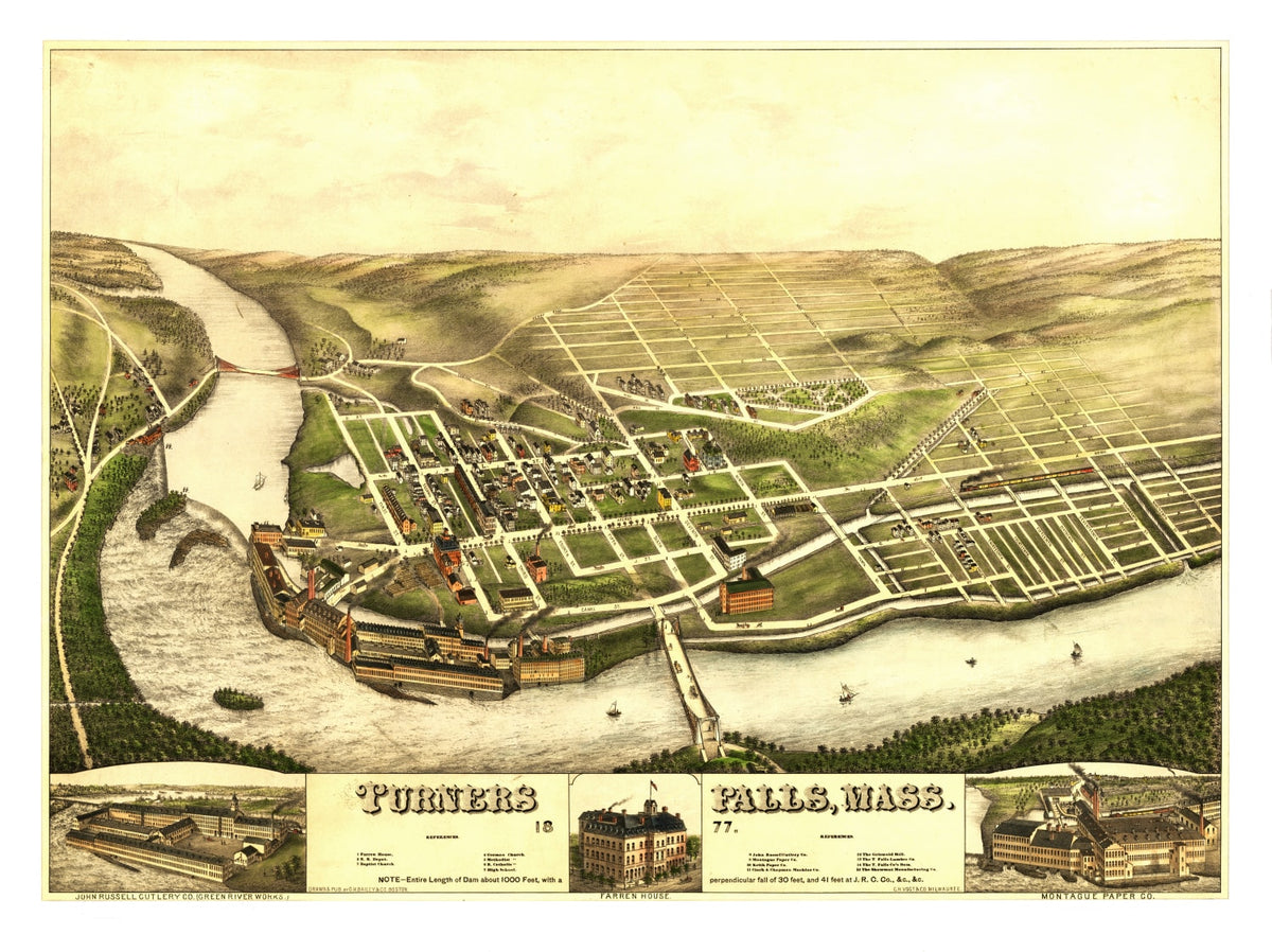 Preview of Vintage Map of Turners Falls, Massachusetts 1887