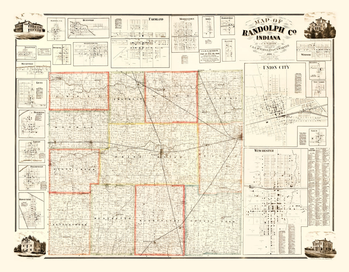 Preview of Vintage Map of Randolph County, Indiana 1865