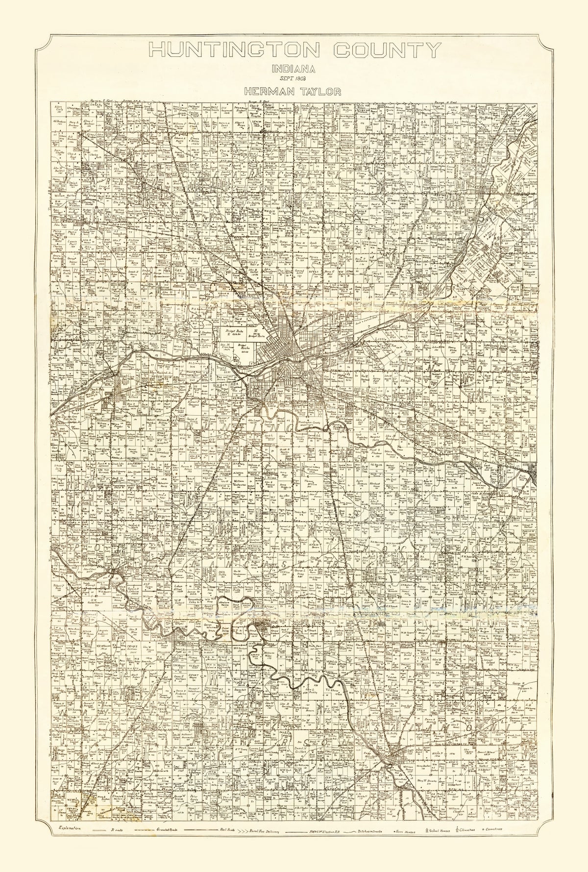 Preview of Vintage Map of Huntington County, Indiana 1903