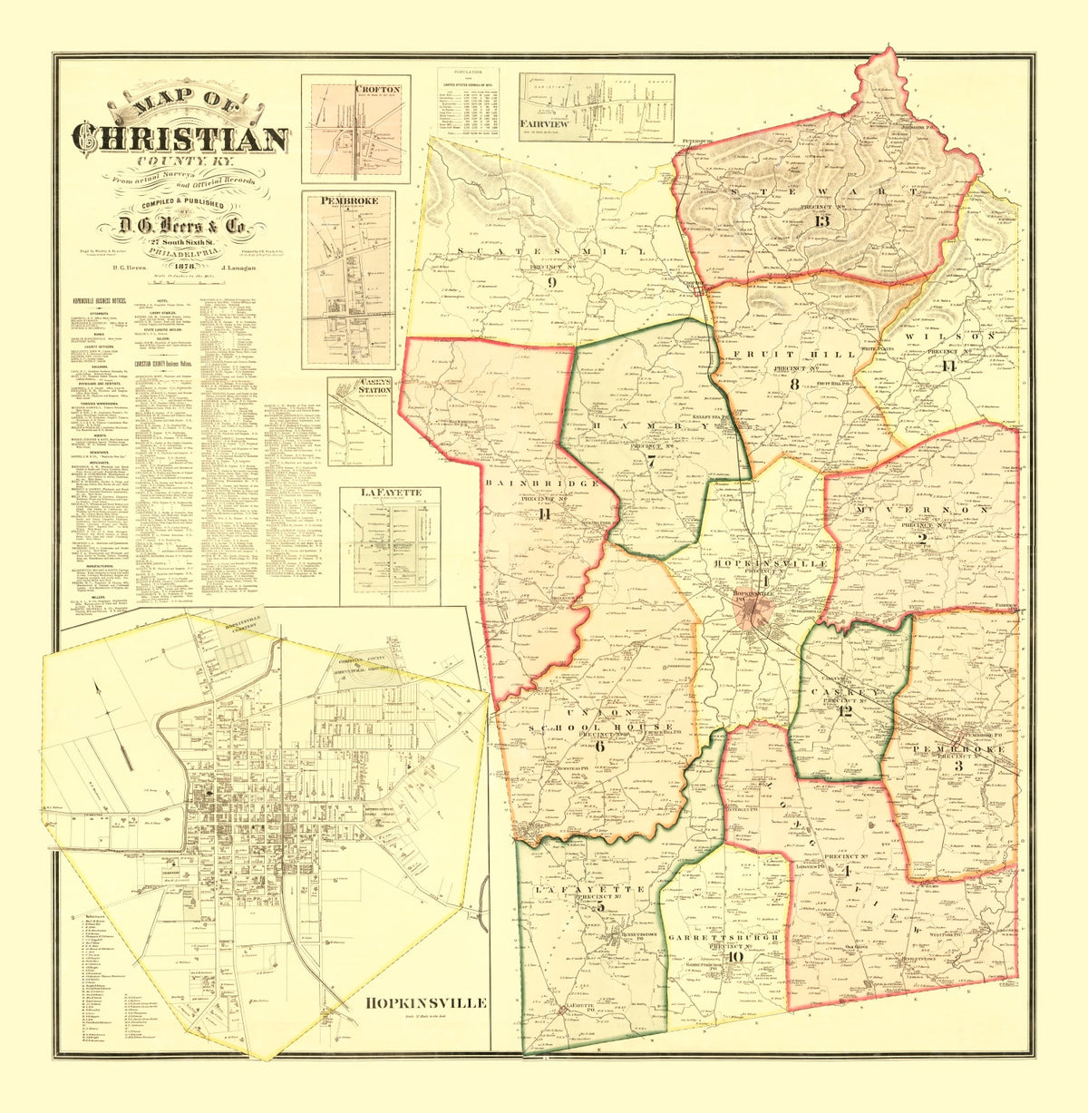 Preview of Vintage Map of Christian County, Kentucky 1878