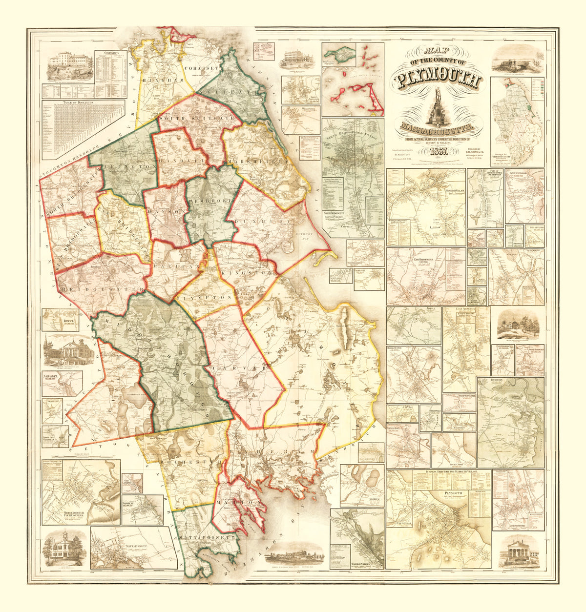 Preview of Vintage Map of Plymouth County, Massachusetts 1857