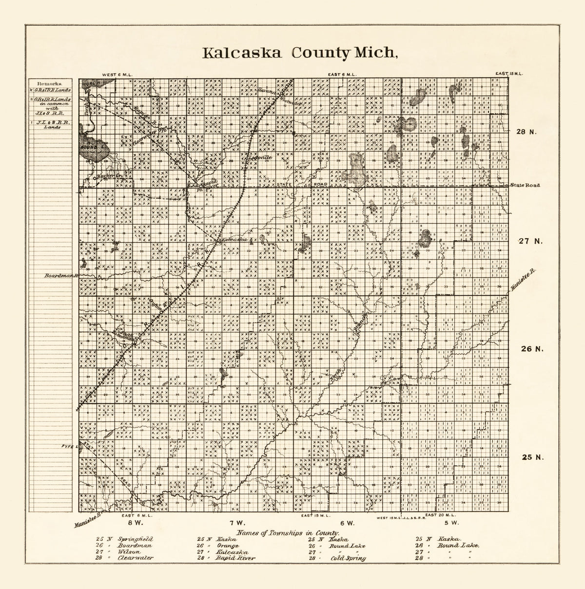 Preview of Vintage Map of Kalcaska County, Michigan 1878