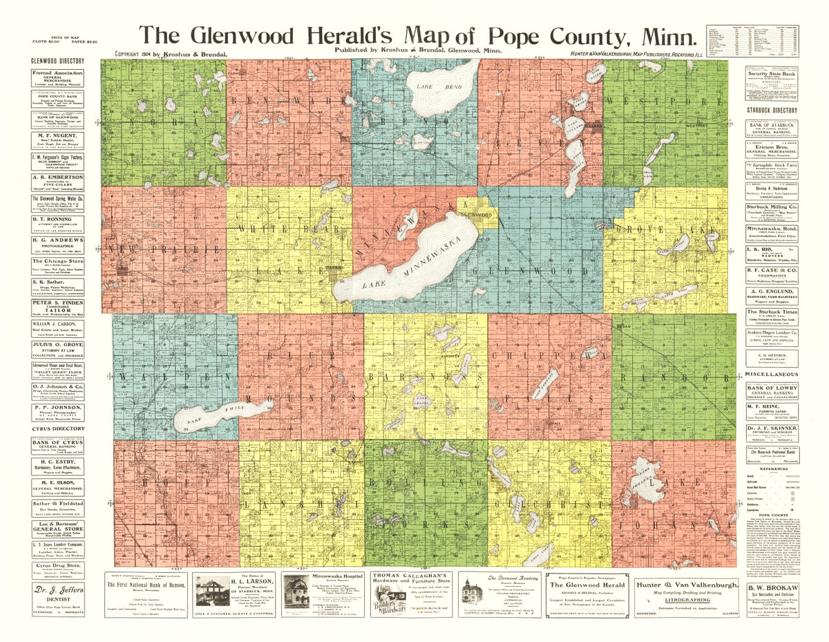 Preview of Vintage Map of Pope County, Minnesota 1901