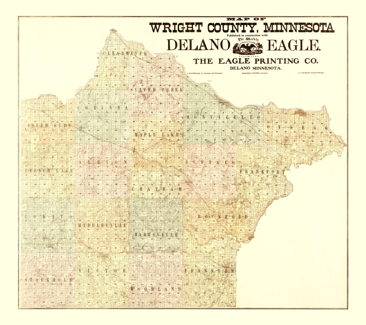 Preview of Vintage Map of Wright County, Minnesota 1901