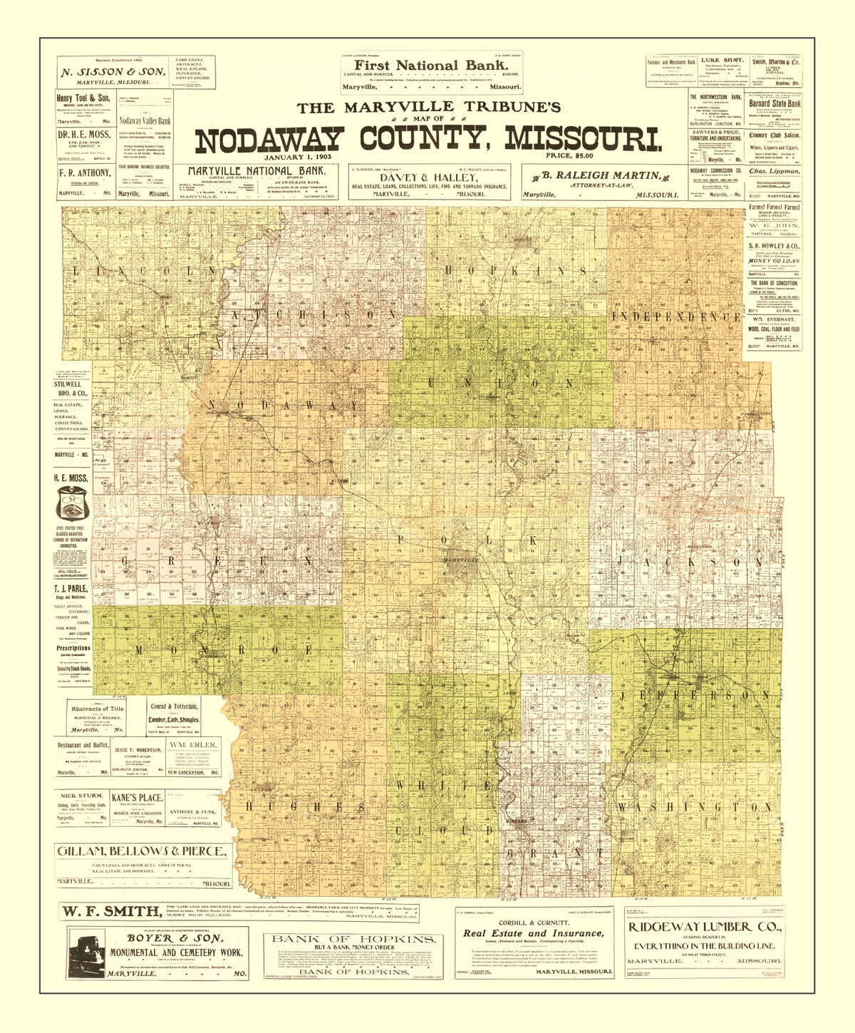 Preview of Vintage Map of Nodaway County, Missouri 1906