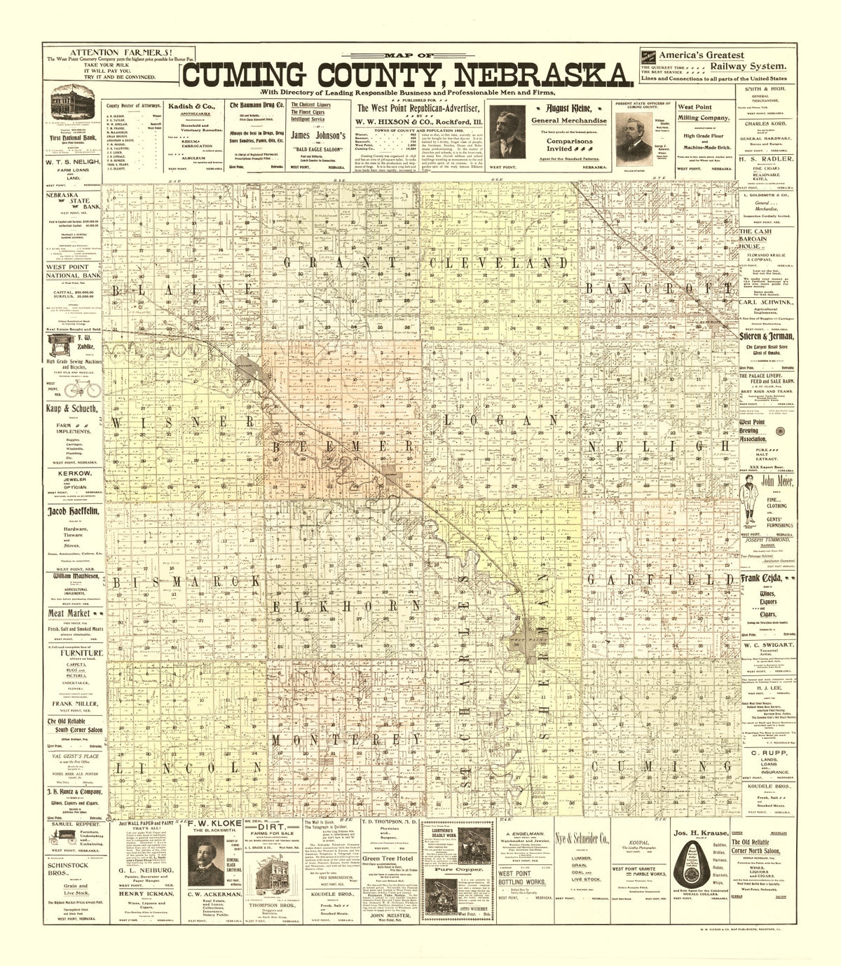 Preview of Vintage Map of Cuming County, Nebraska 1900