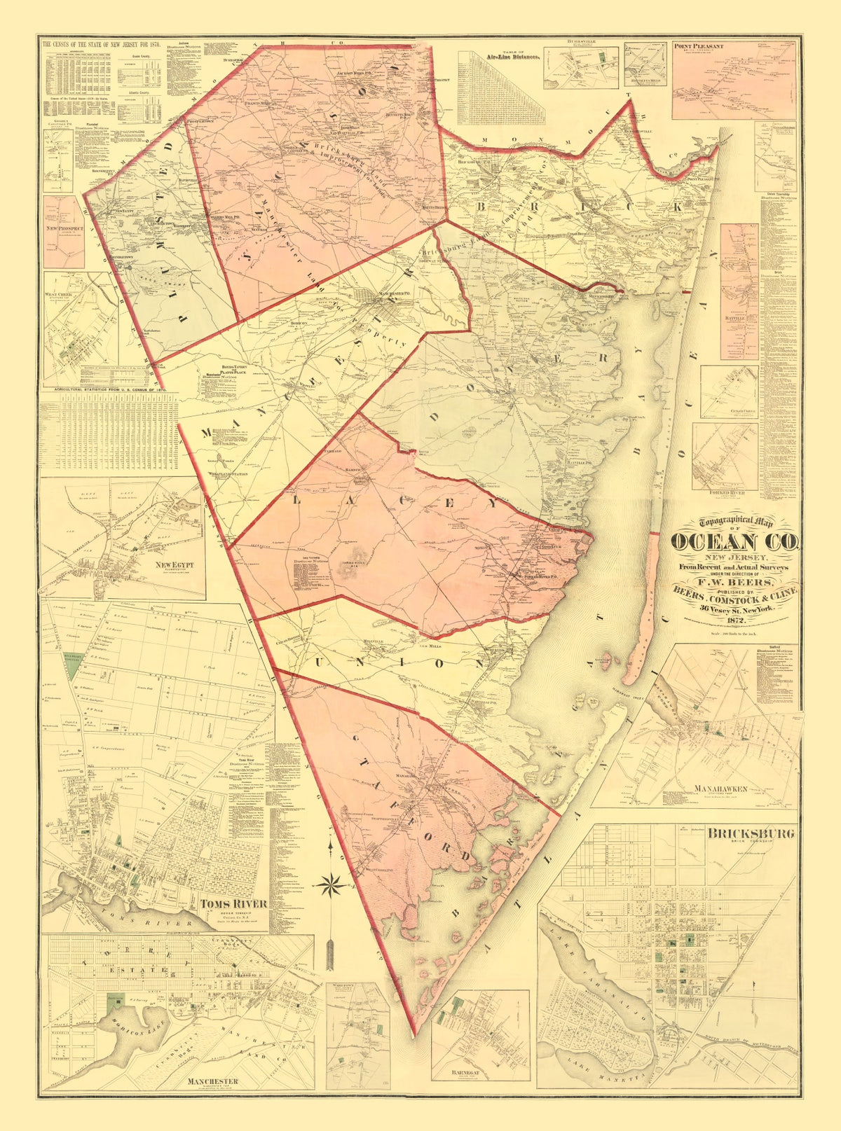 Preview of Vintage Map of Ocean County, New Jersey 1872