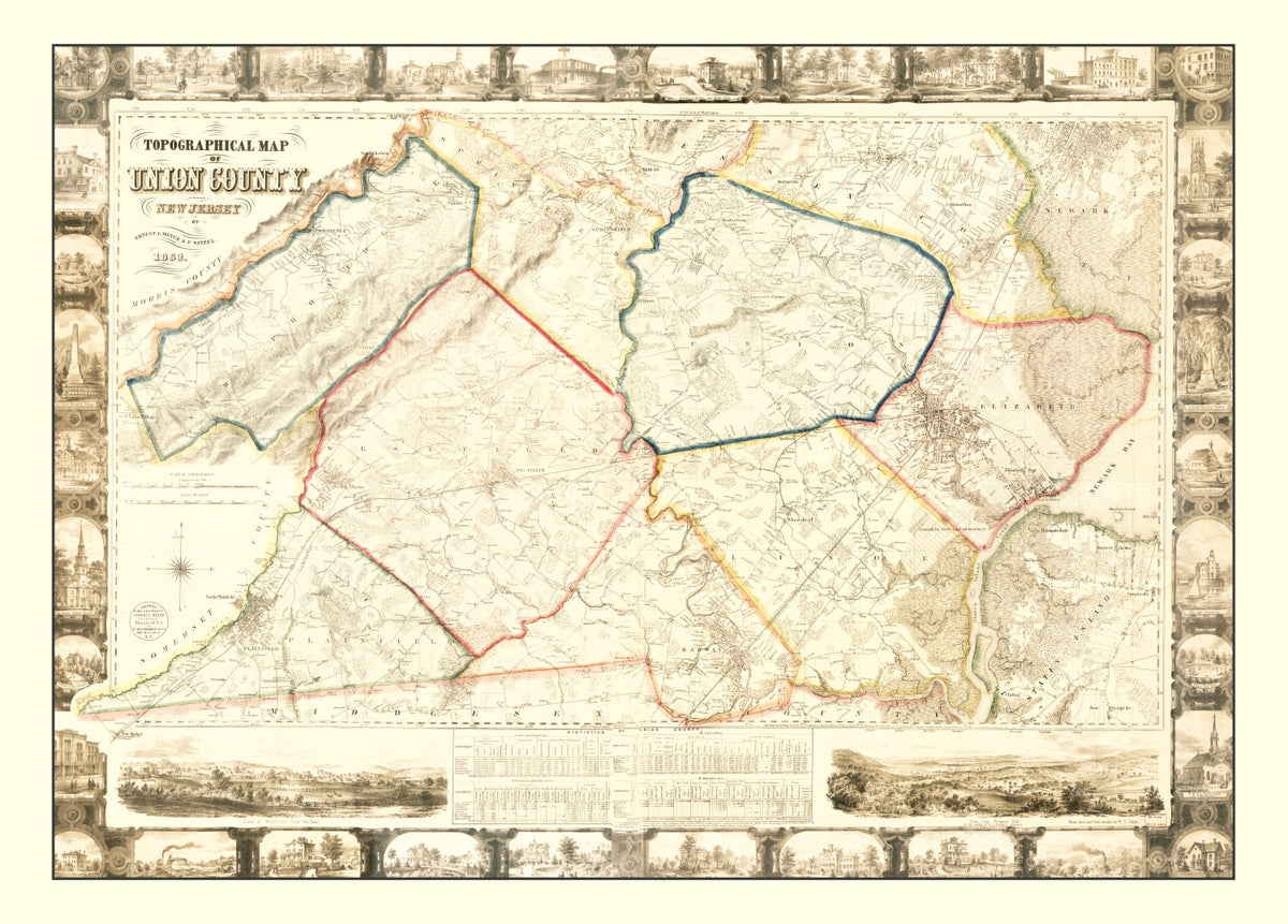 Preview of Vintage Map of Union County, New Jersey 1862