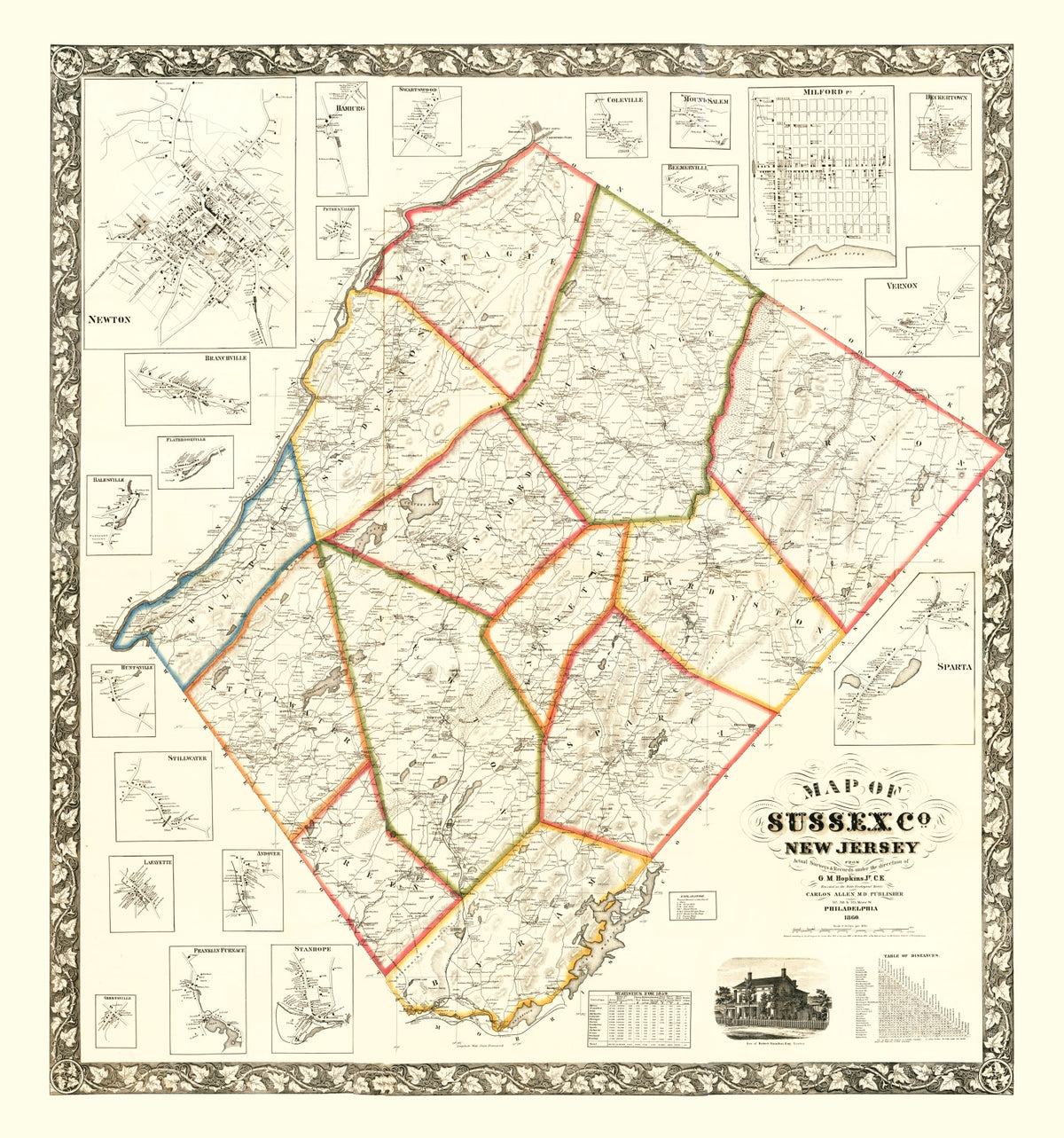 Preview of Vintage Map of Sussex County, New Jersey 1860