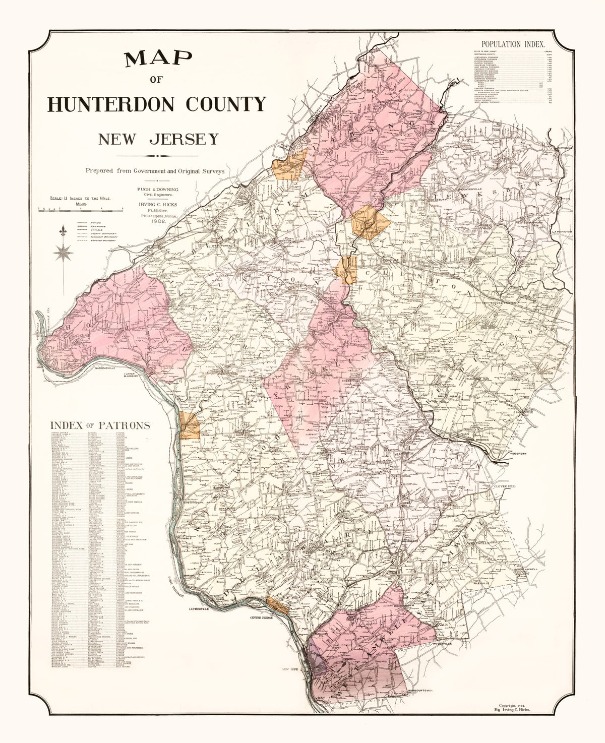 Preview of Vintage Map of Hunterdon County, New Jersey 1902