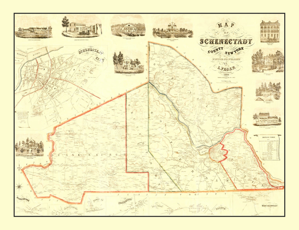 Preview of Vintage Map of Schenectady County, New York 1856