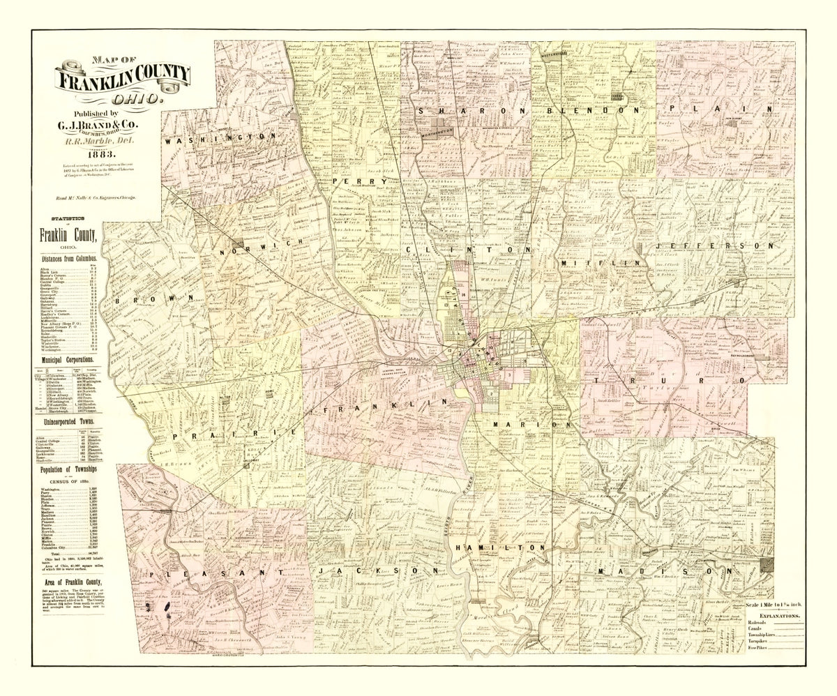 Preview of Vintage Map of Franklin County, Ohio 1883