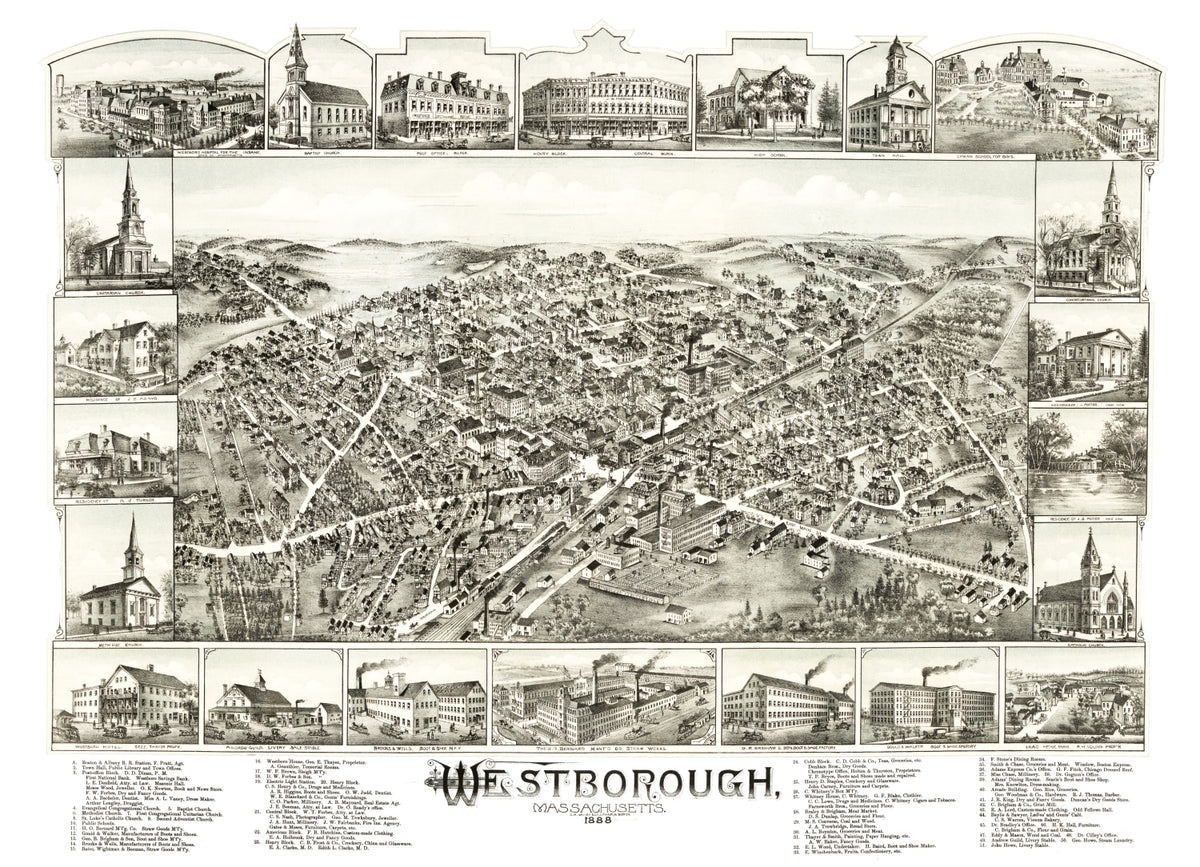 Preview of Vintage Map of Westborough, Massachusetts 1888