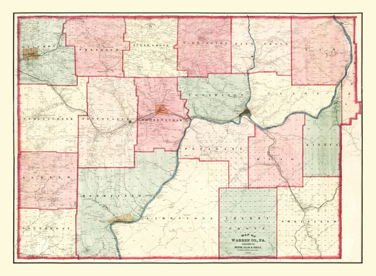 Preview of Vintage Map of Warren County, Pennsylvania 1865