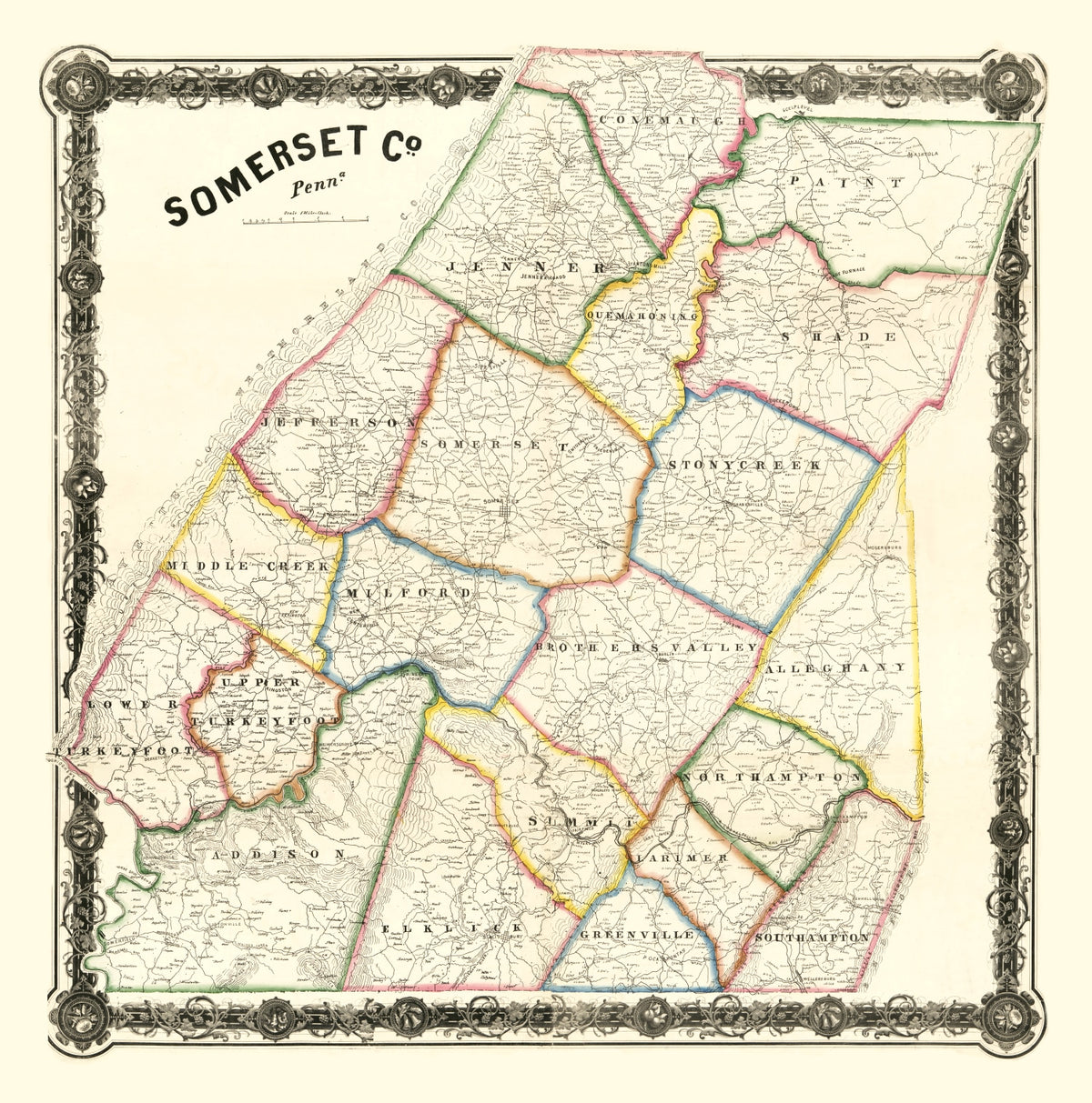 Preview of Vintage Map of Somerset County, Pennsylvania 1860