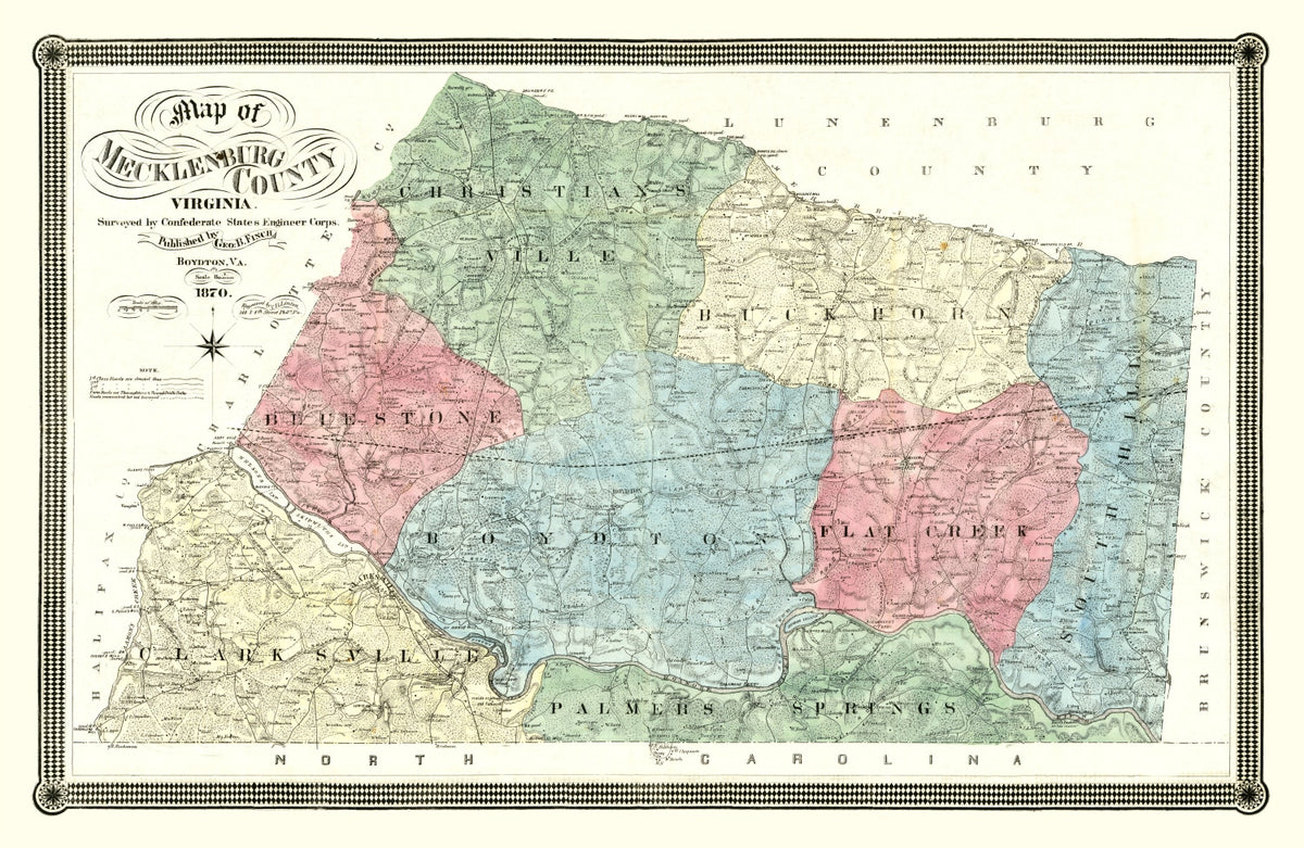 Preview of Vintage Map of Mecklenburg County, Virginia 1870