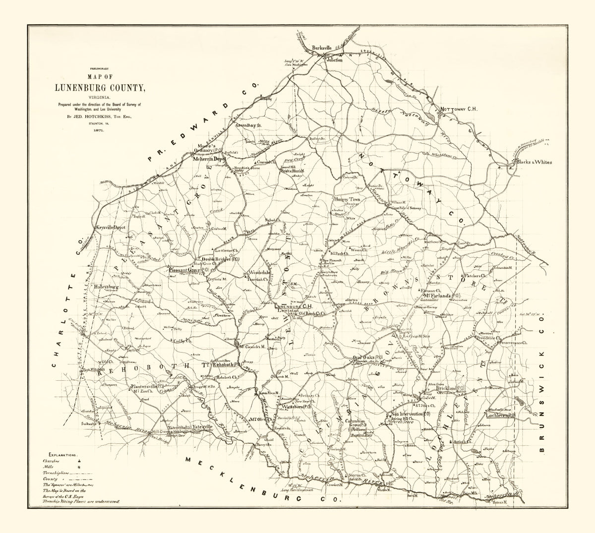 Preview of Vintage Map of Lunenburg County, Virginia 1871