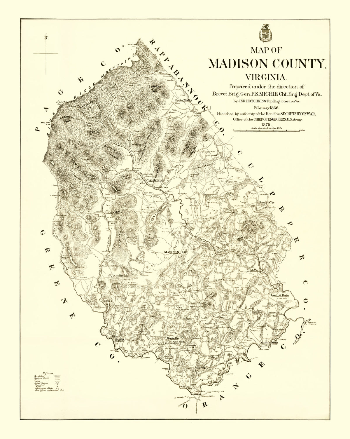 Preview of Vintage Map of Madison County, Virginia 1875