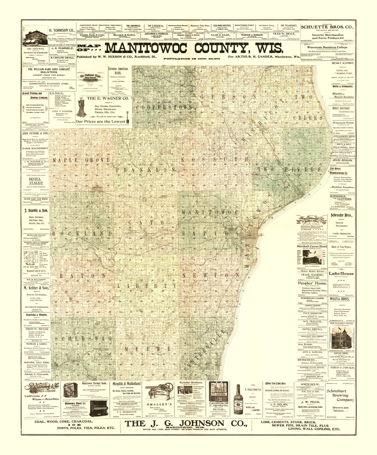 Preview of Vintage Map of Manitowac County, Wisconsin 1902