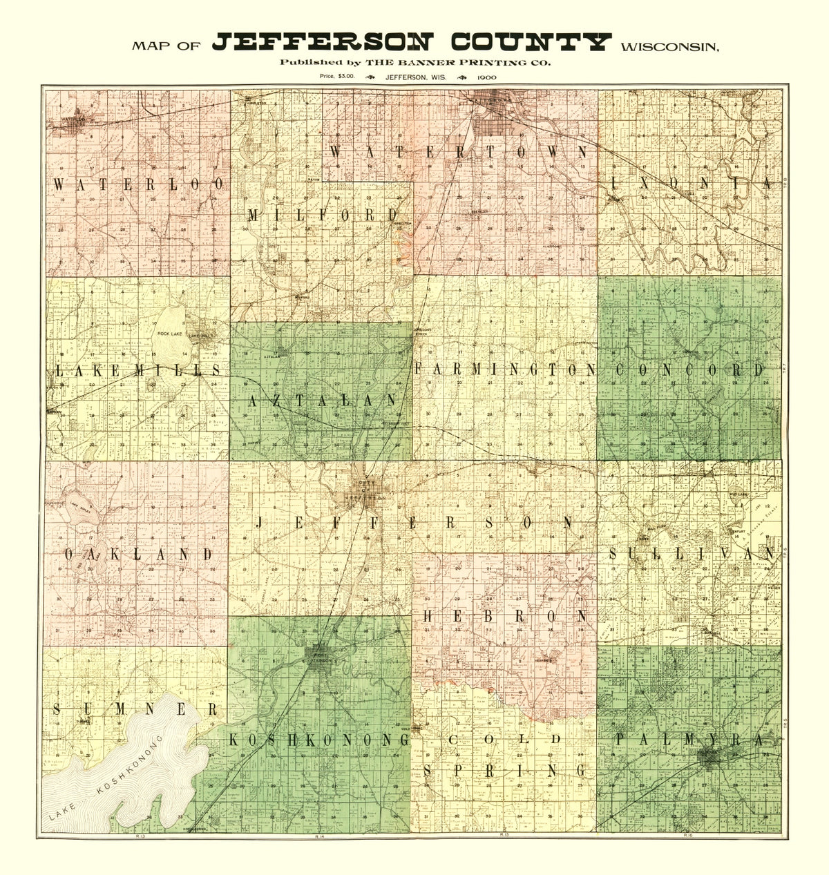 Preview of Vintage Map of Jefferson County, Wisconsin 1900
