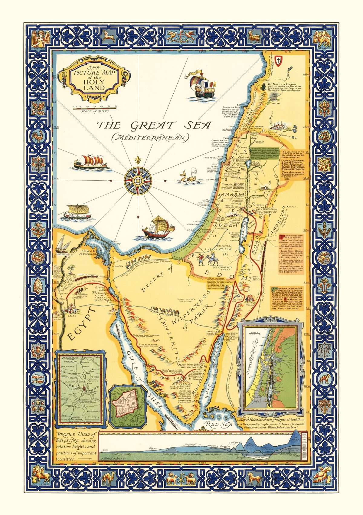 Preview of Vintage Map of the Holy Land 1928