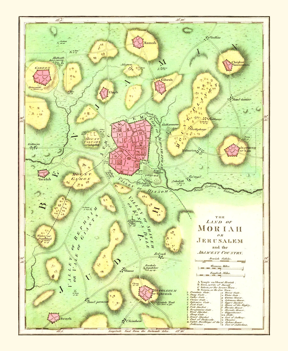 Preview of Vintage Map of Jerusalem, Palestine 1831