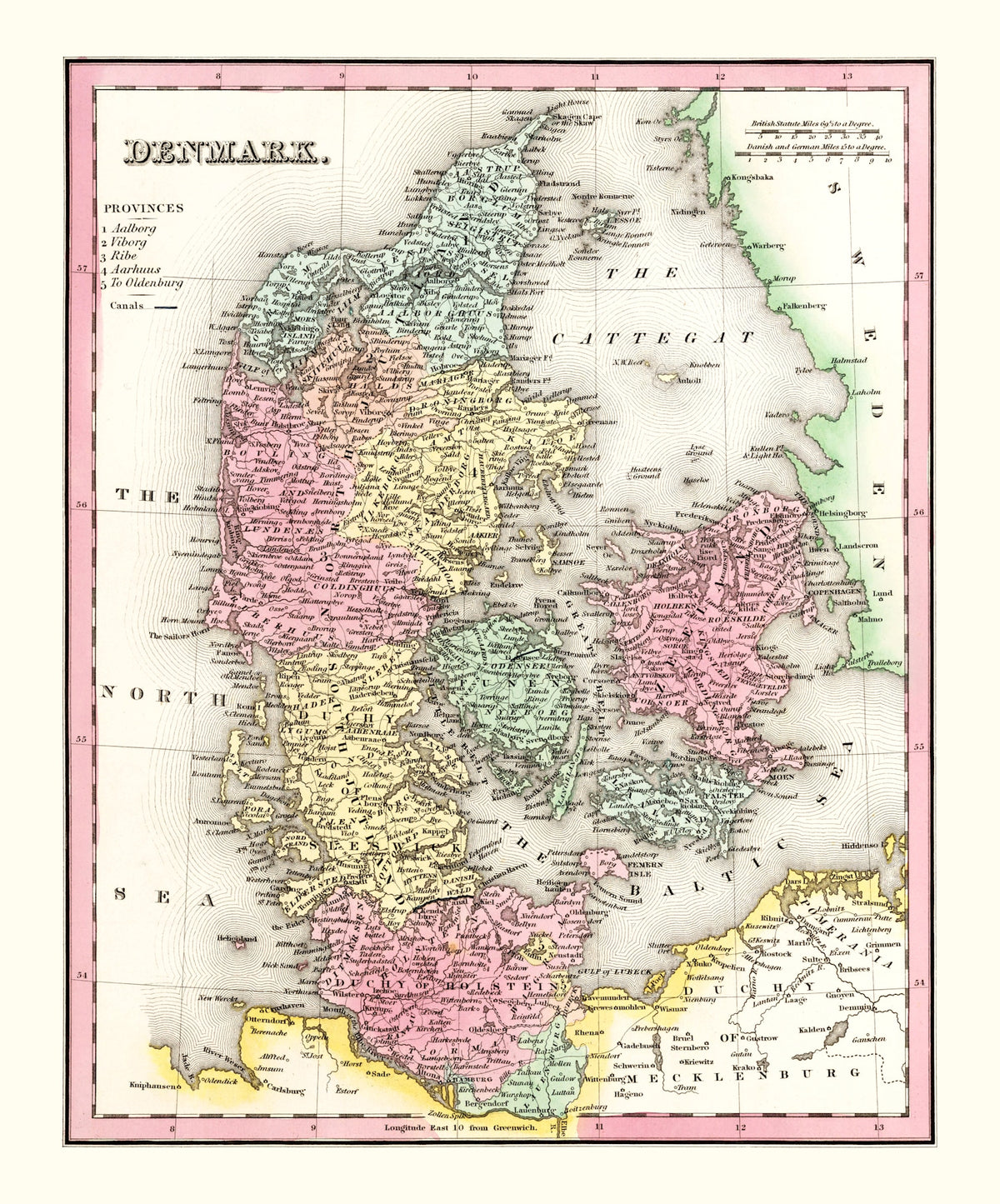 Preview of Vintage Map of Denmark 1836