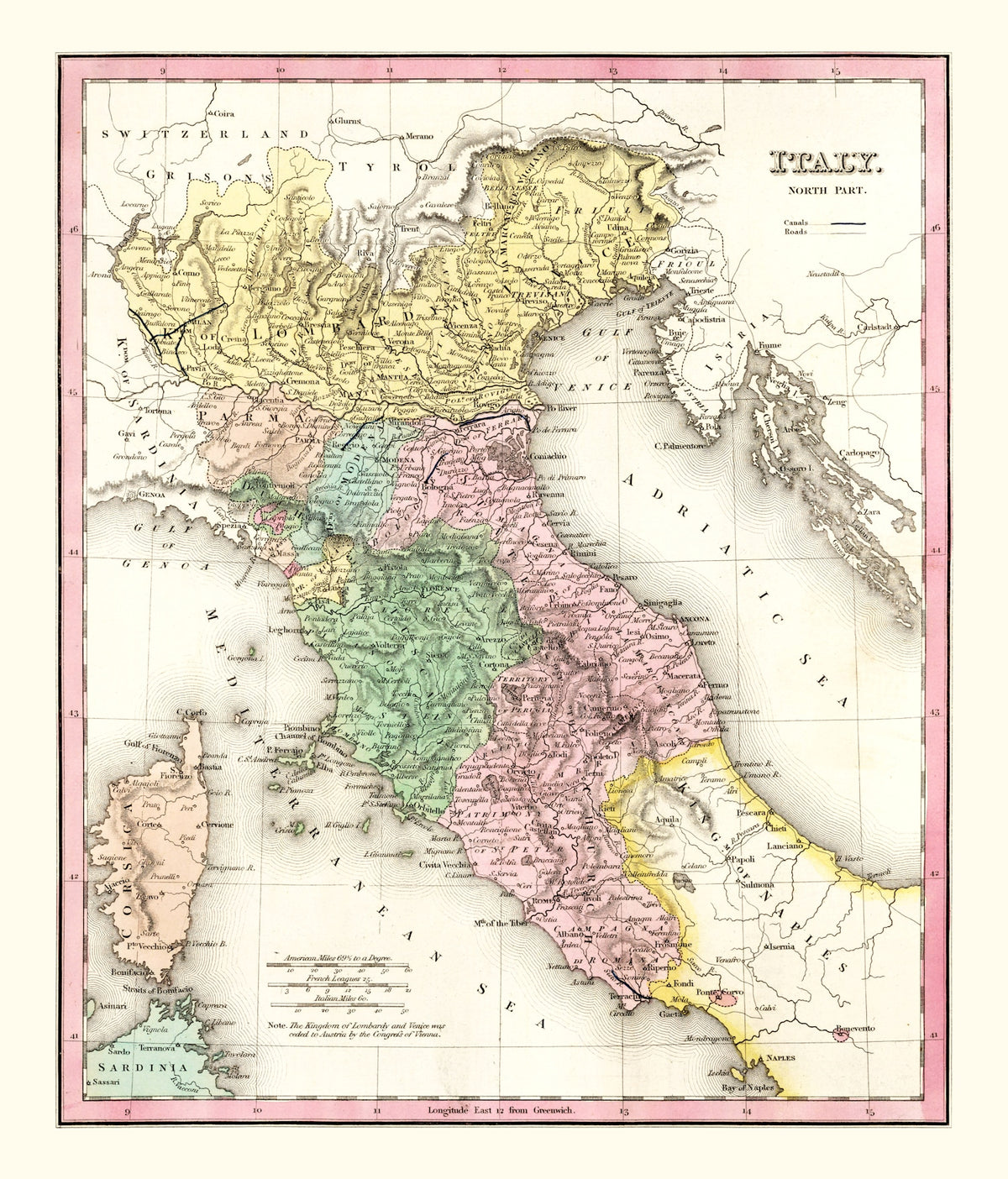 Preview of Vintage Map of North Italy 1836
