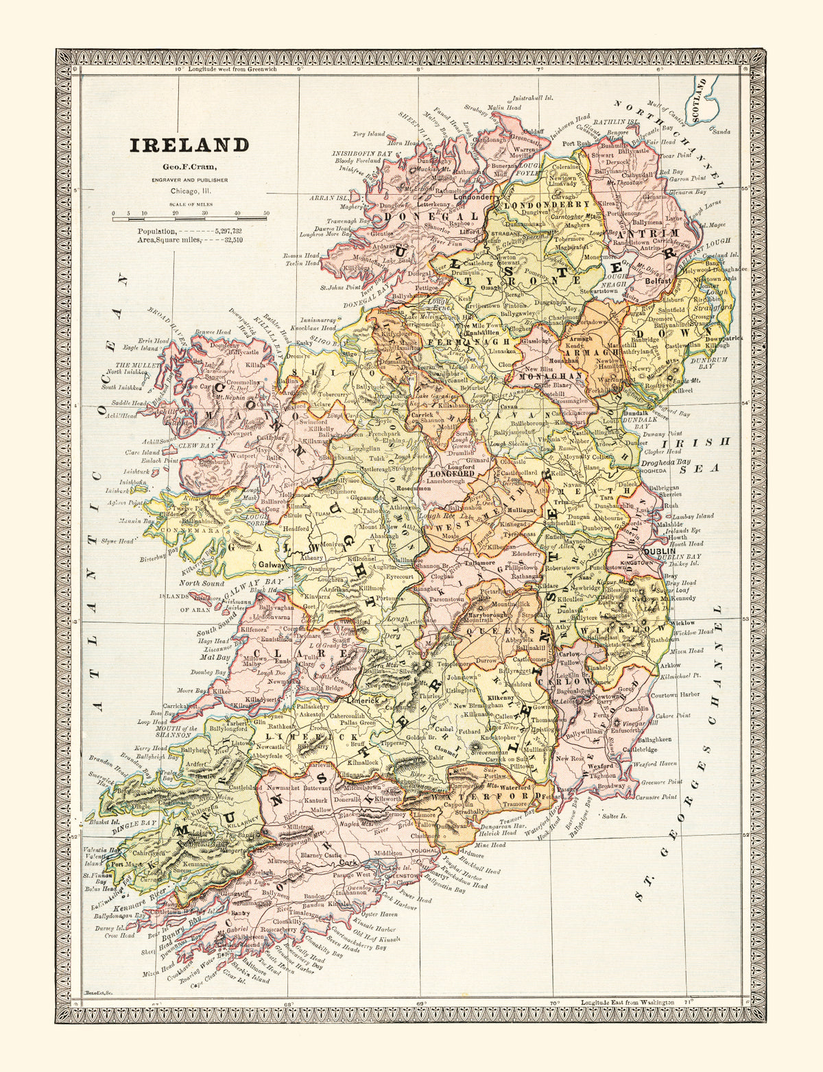 Preview of Vintage Map of Ireland 1883